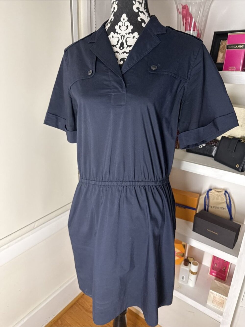 Brooks Brothers Navy Shirt Dress Pockets, Stretch Retails $149.50. Size 12P